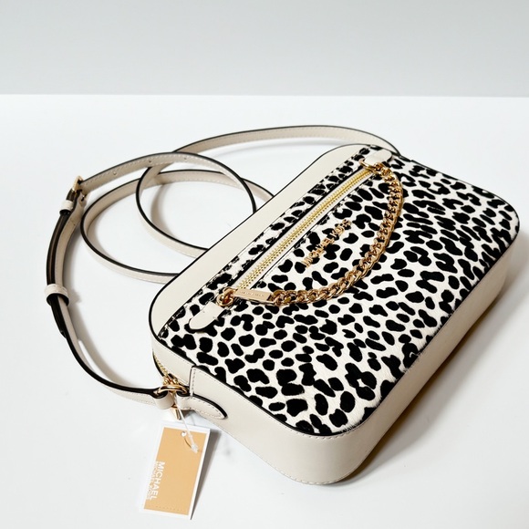 Michael Kors Jet Set Iten Chain Crossbody Bag Light Cream Multi Exotic Hair Calf - Picture 6 of 16